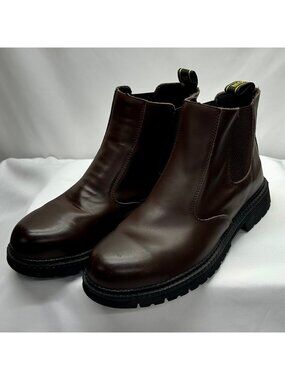 TAERDUN Brown Chelsea Safety Work Boots With Elastic Panels & Pull Tabs - Men's
